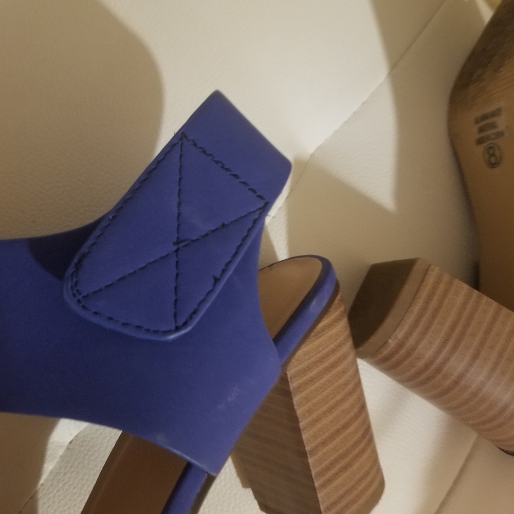 Blue block heel shoes